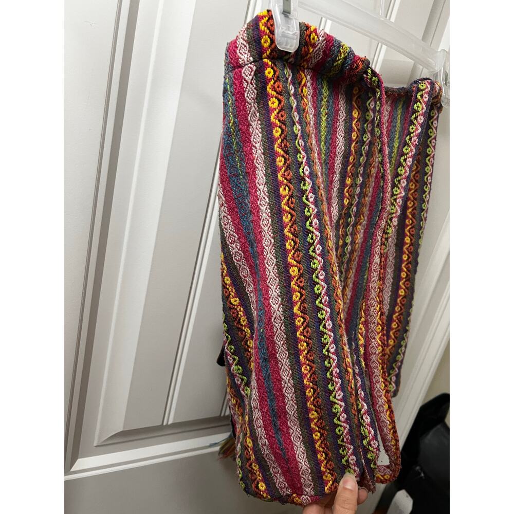 Billabong Boho Backpack Multicolor Woven Tribal Stripe Tassel Drawstring Bag - Picture 13 of 16